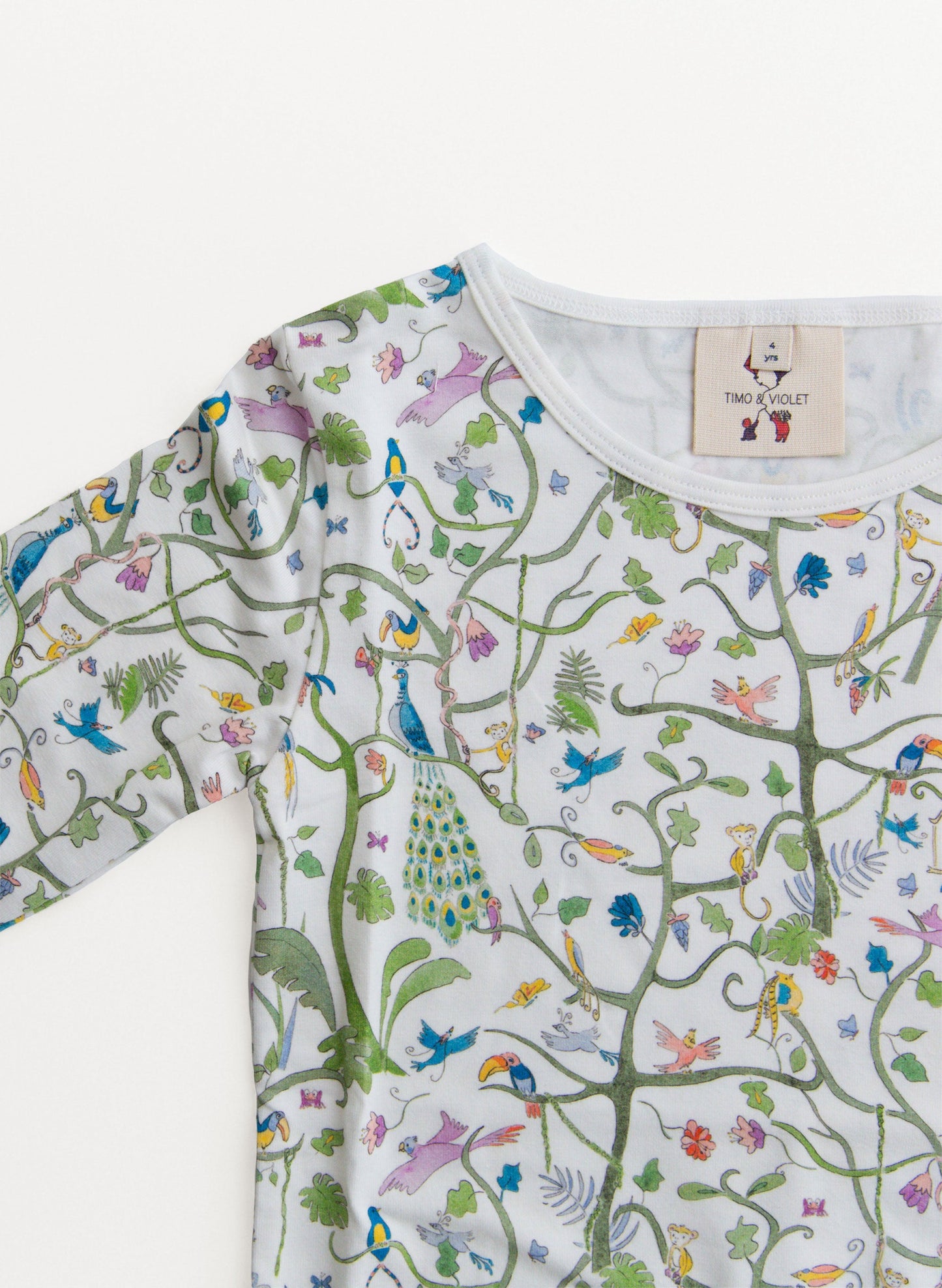 Children's Two Piece Organic Pajamas - Tropical Garden