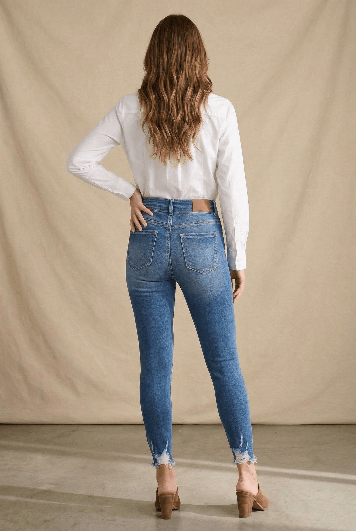 Rebel Corset Double Waist Ankle Distress Jeans
