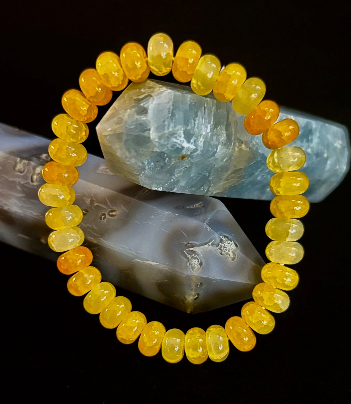 Yellow Agate Rondelle Bracelet β Joy, Confidence & Mental Clarity | Medium Wrists