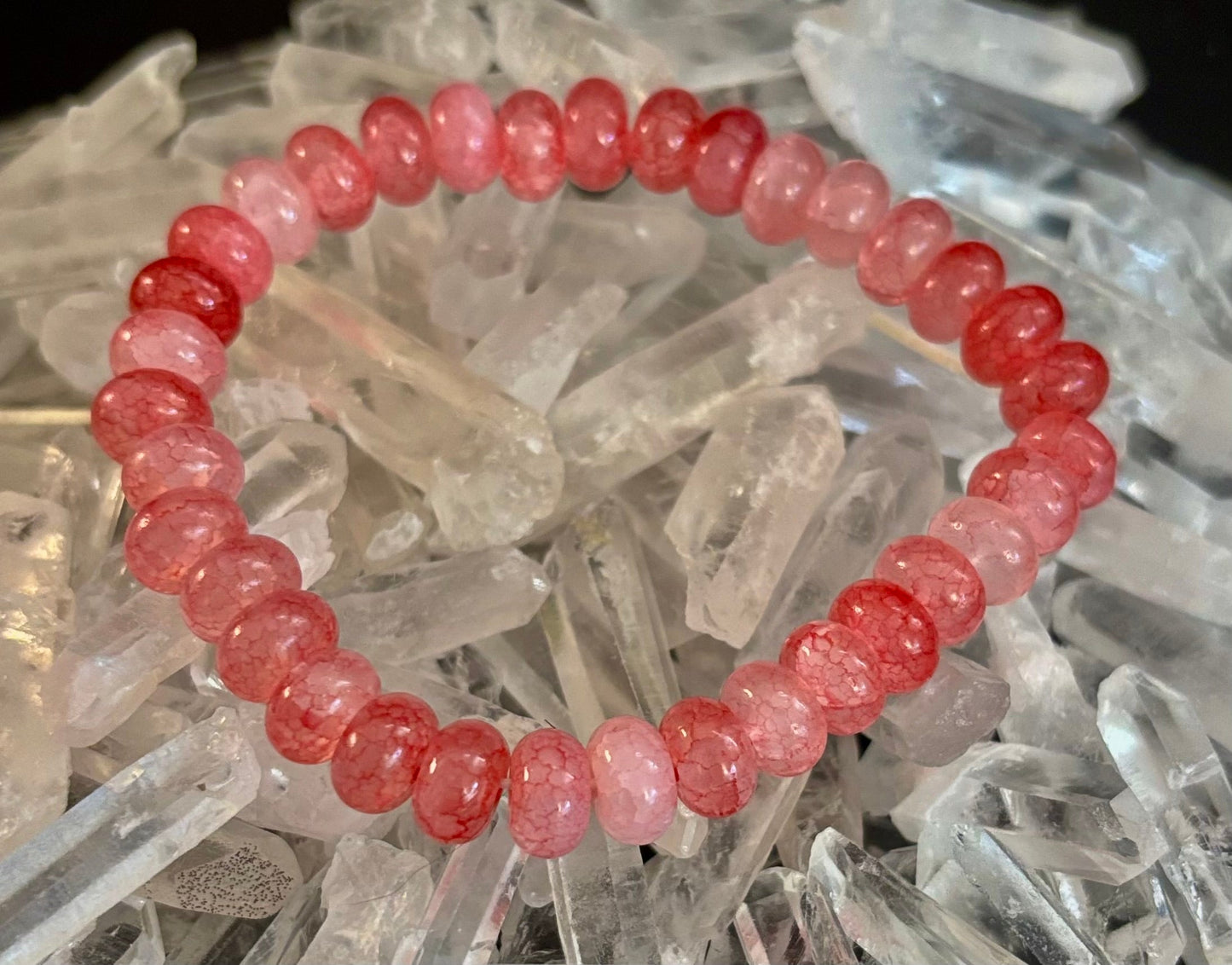 Pink Agate Rondelle Bracelet β Self-Love & Emotional Healing | Medium Wrists