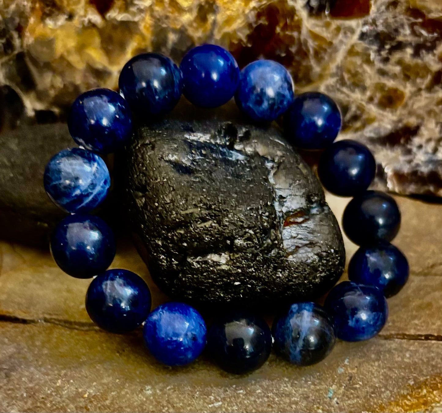 Sodalite Gemstone Bracelet – Intuition, Truth & Emotional Balance (Small to Large Wrist Size Options)