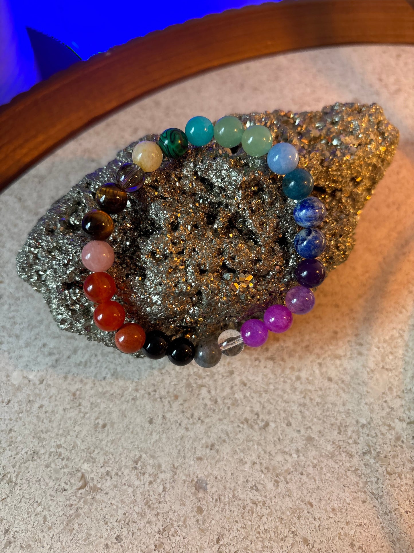 Repurposed Natural Stones and Recycled Glass Bracelet