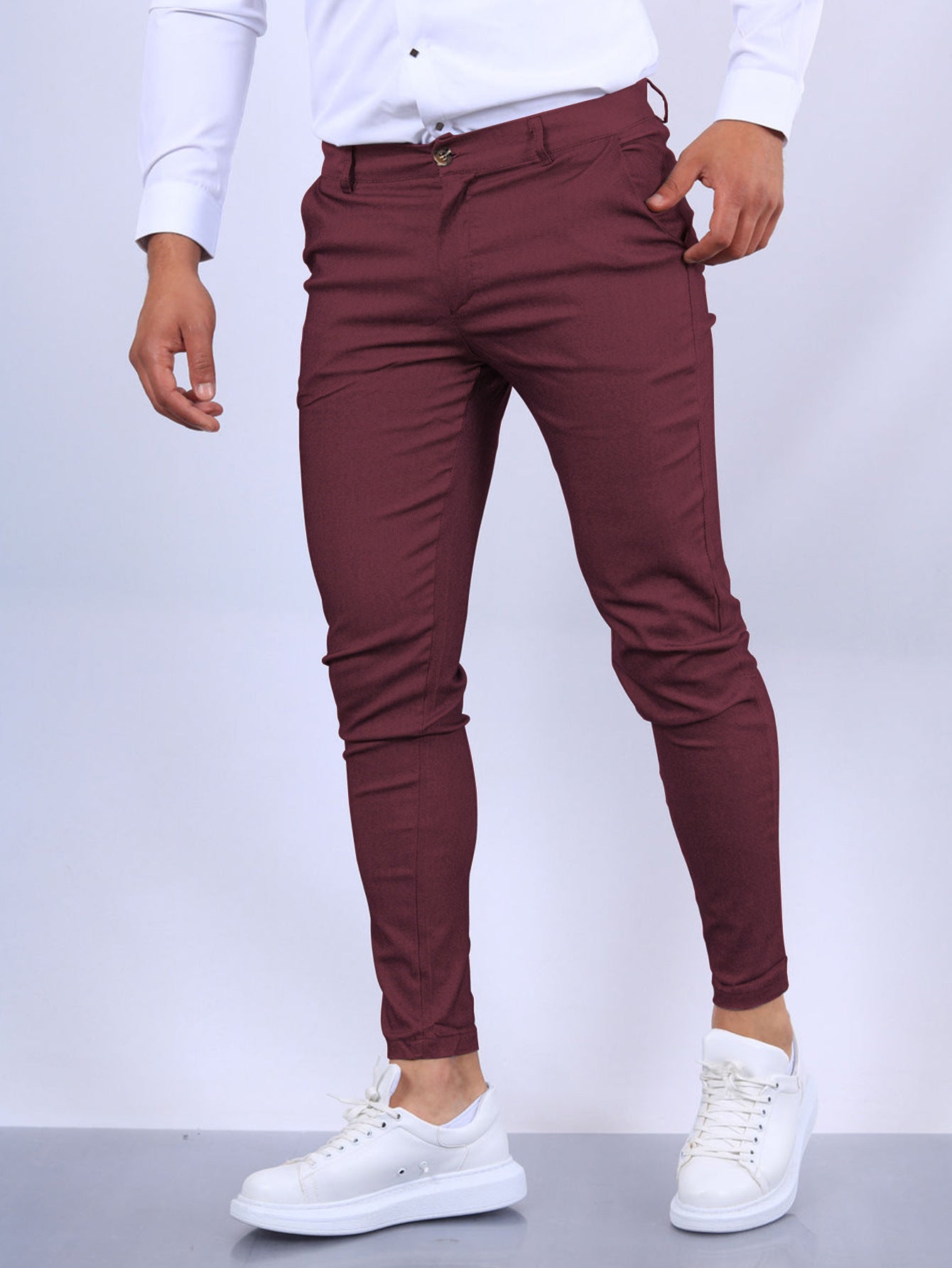 π Men's Slim Fit Button Trousers β Versatile Office & Casual Wear