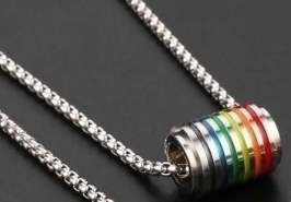 π Pride Barrel Necklace β Stainless Steel LGBTQ+ Jewelry (Silver Tone or Black Tone)