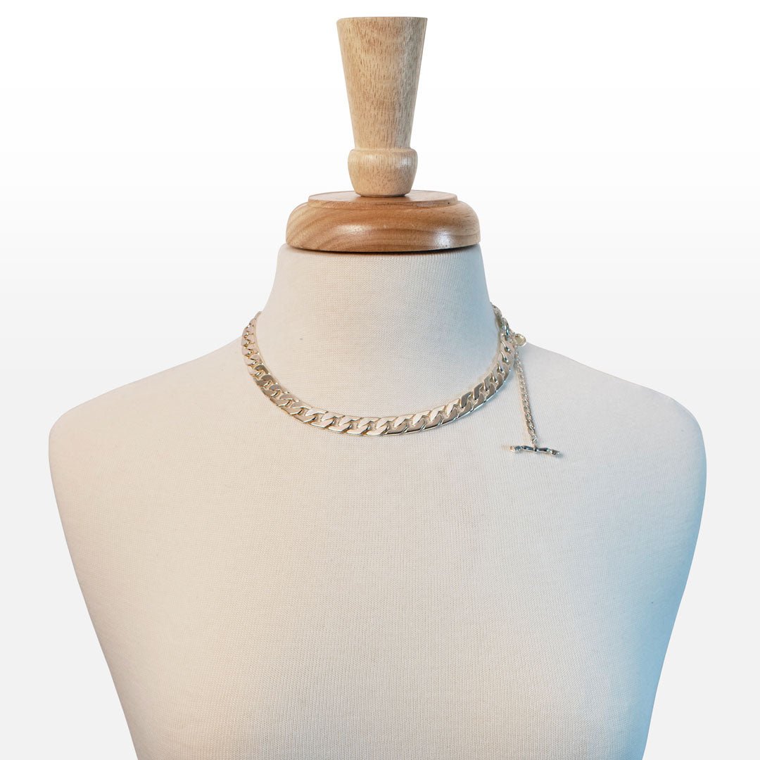 Cadence Equestrian Bracelet - Wide Silver Curb Chain Cuff