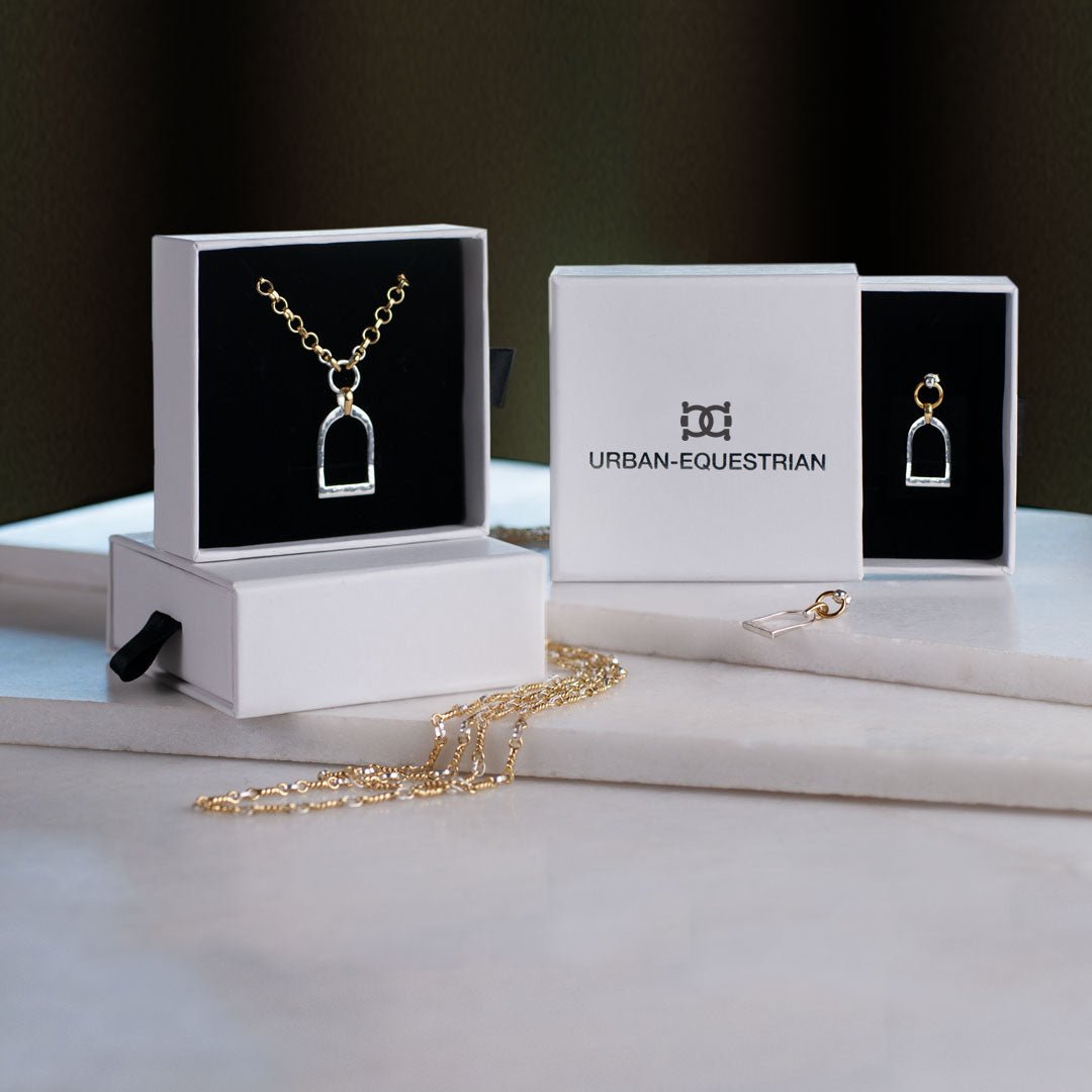 Denby - Two Tone Equestrian Riding Stirrup Necklace