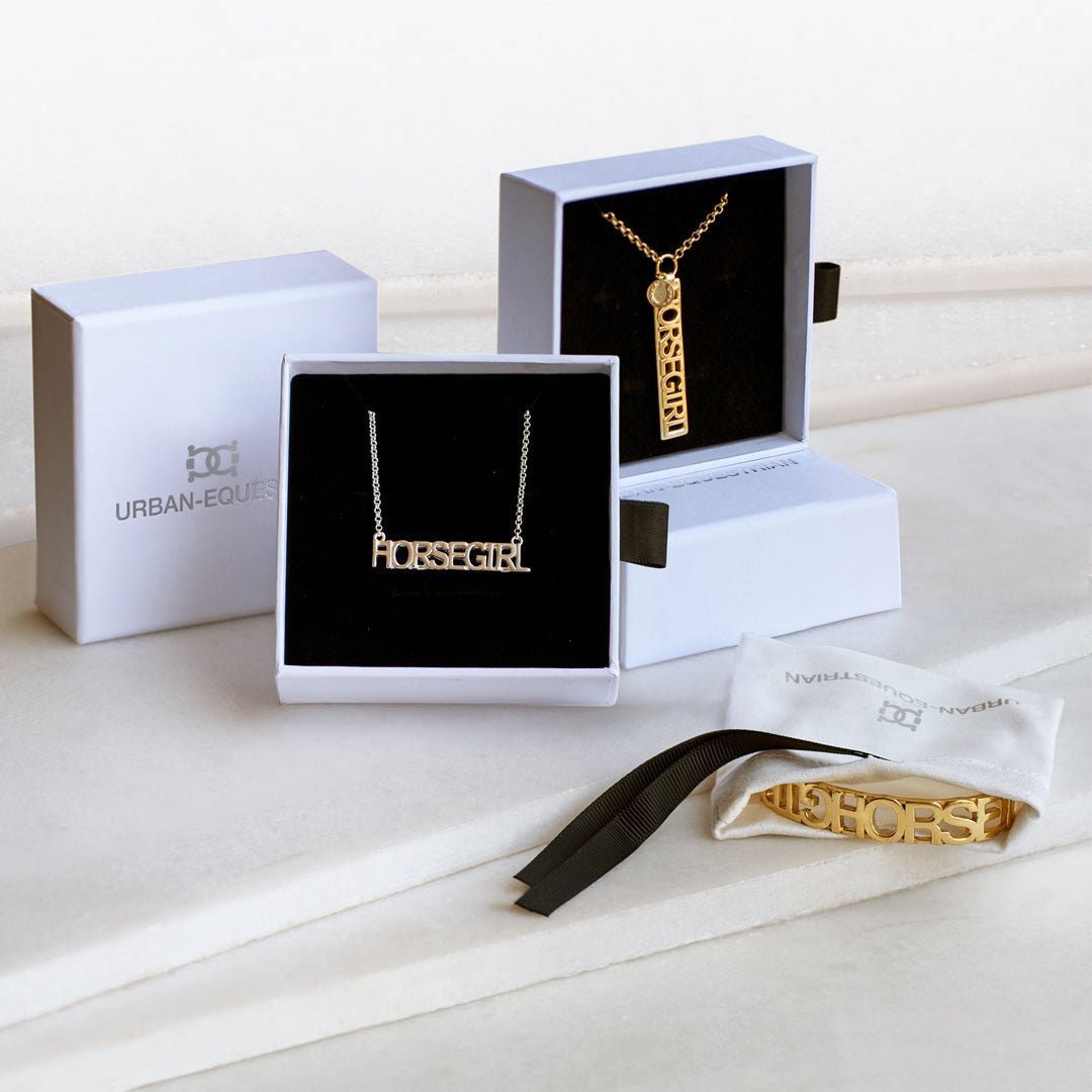 Horse Girl - Equestrian Letter Pendant in Gold