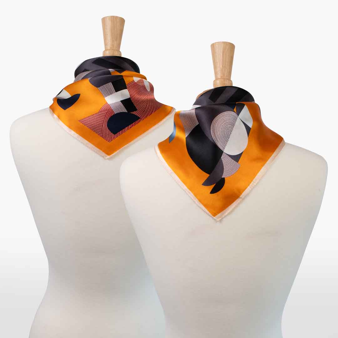 Troie - Stylized Equestrian Scarf in Tangerine