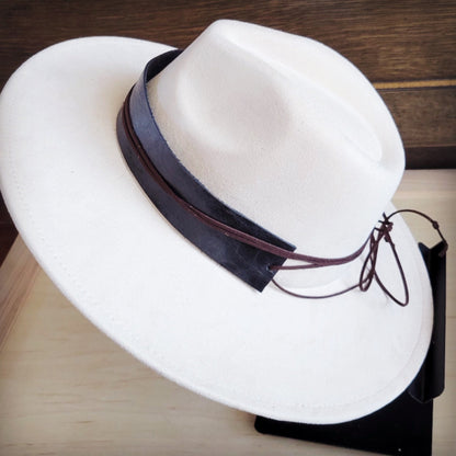 Wide Genuine Leather Black Hat Band Only 953y