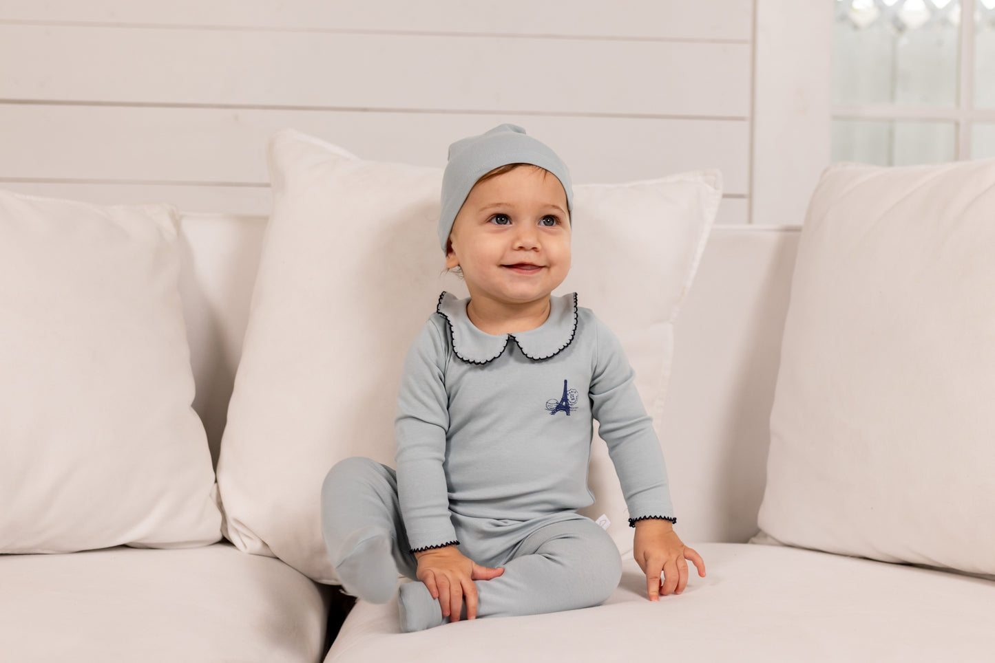 French Grandpa Footie- Blue