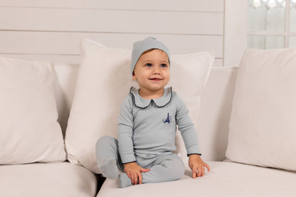 French Grandpa Footie- Blue