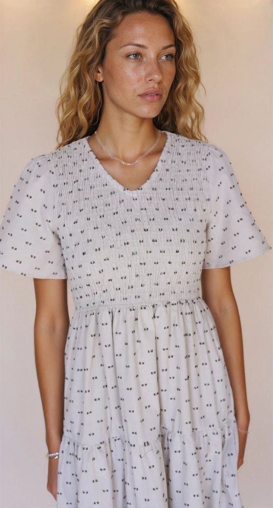 Tayla Linen Dress in Cream