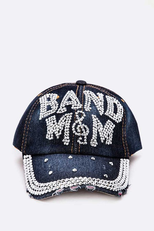 Crystal BAND M&M Embelished Fashion Denim Cap