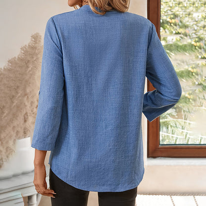Womens Casual Summer Shirts Notch V Neck Blouses