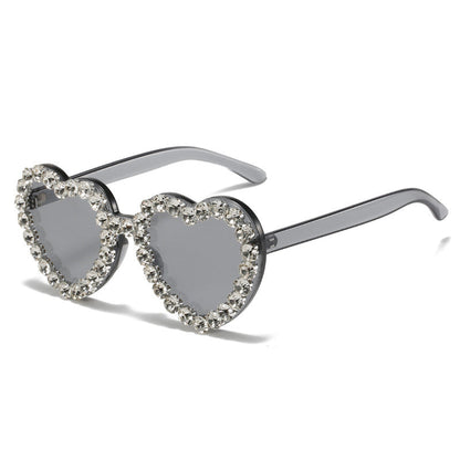 Peach Heart Rhinestone Sunglasses – Y2K INS Style