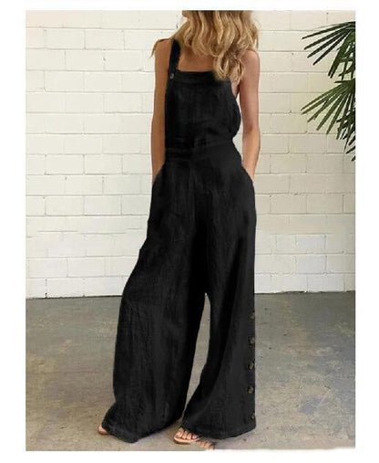 High-Waisted Sleeveless Wide-Leg Denim Jumpsuit – 8 Colors, S–2XL
