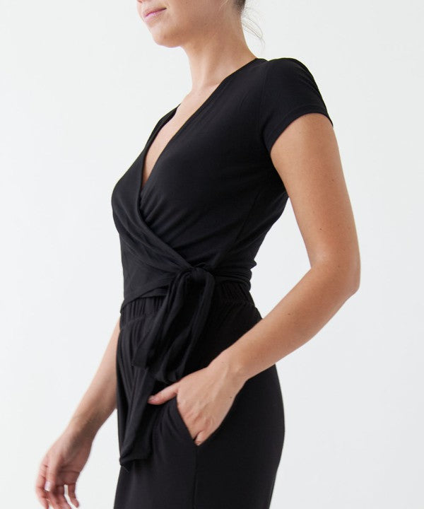 Bamboo Wrap Crop Cap Sleeve