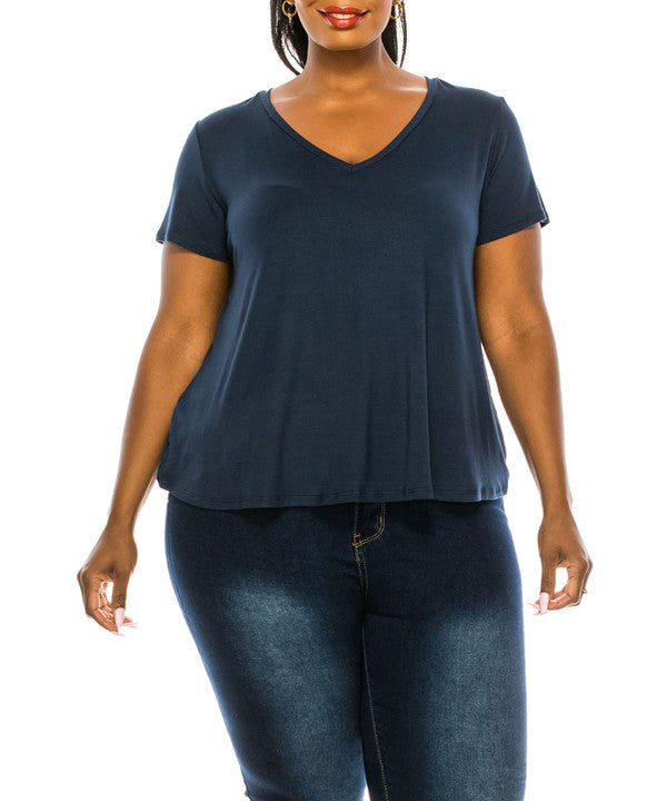 Bamboo V Neck Top Plus Size