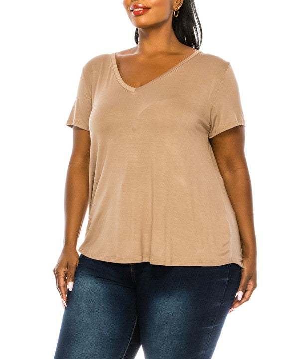 Bamboo V Neck Top Plus Size