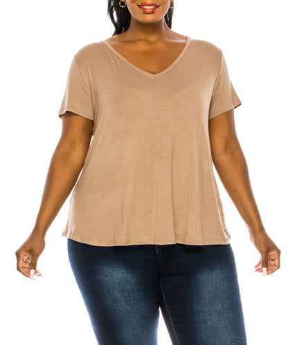 Bamboo V Neck Top Plus Size