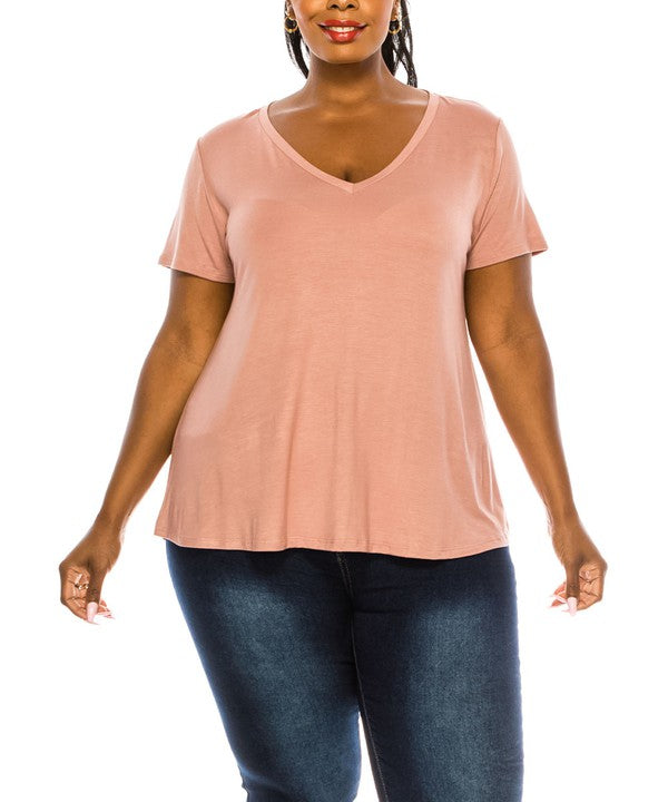 Bamboo V Neck Top Plus Size