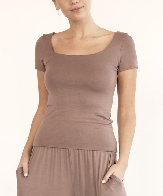 Bamboo Double Layered Cap Sleeve Top