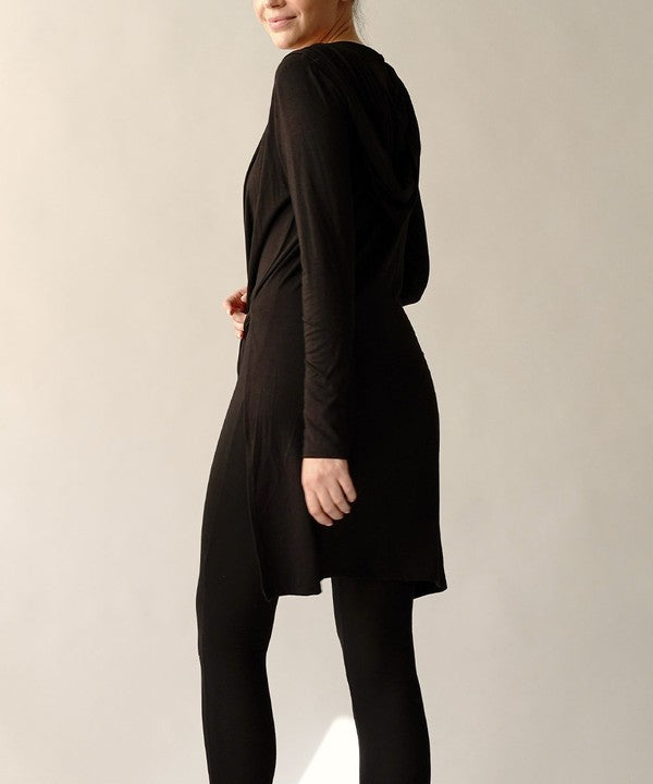 Bamboo Slim Cardigan With A Hoodie