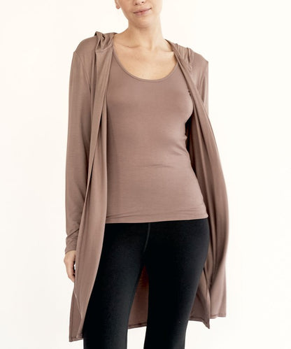 Bamboo Slim Cardigan With A Hoodie