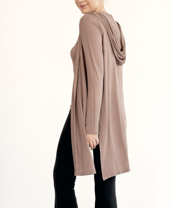 Bamboo Slim Cardigan With A Hoodie