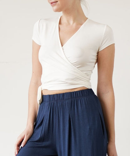 Bamboo Wrap Crop Cap Sleeve