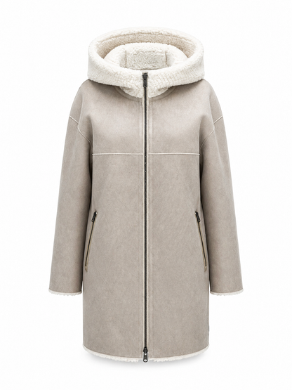 ⇆ Reversible Faux Fur & Suede Hooded Jacket