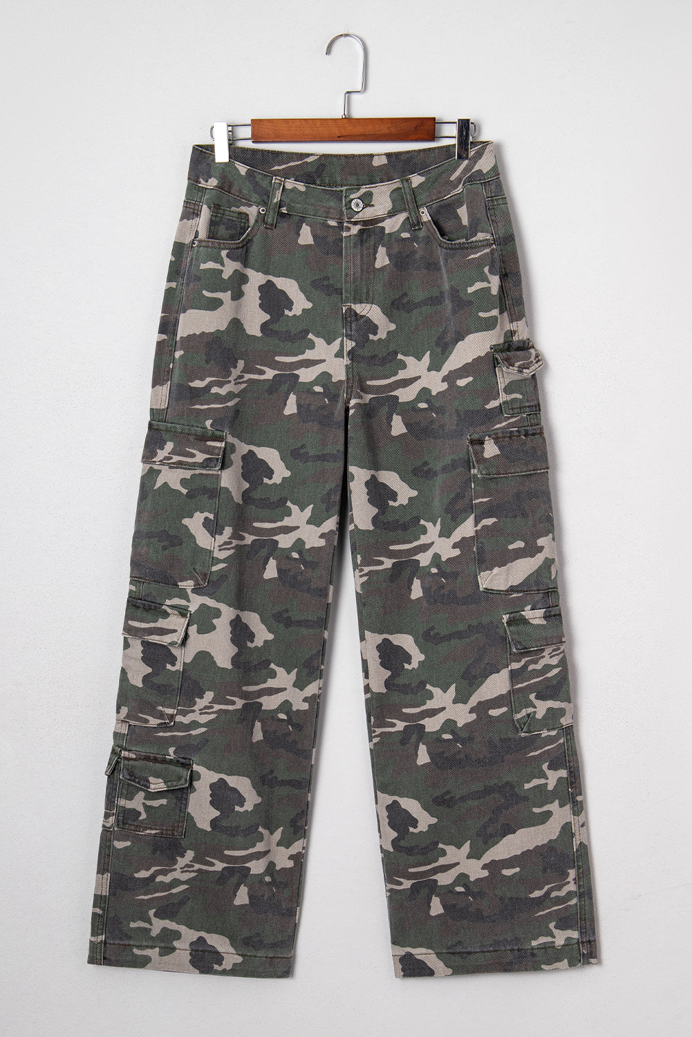 Peyton Camo Multi Pocket Cargo Wide Leg Jeans