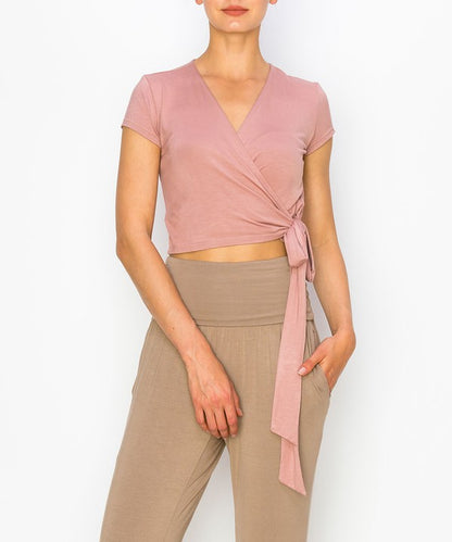 Bamboo Wrap Crop Cap Sleeve