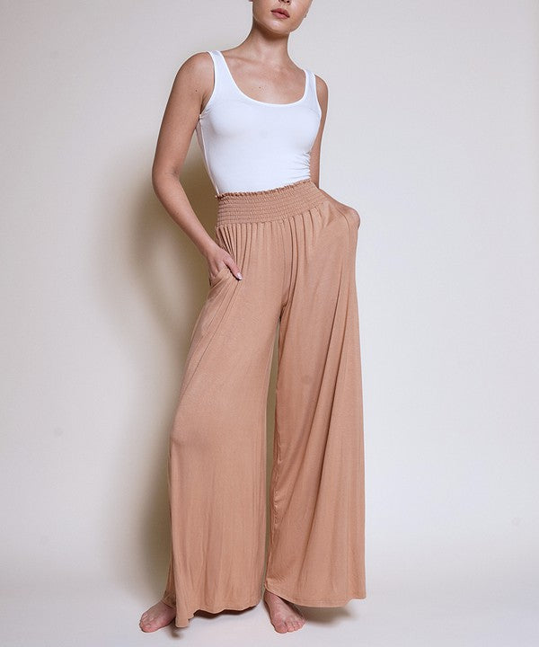 Smock Elastic Waist Maxi Palazzo