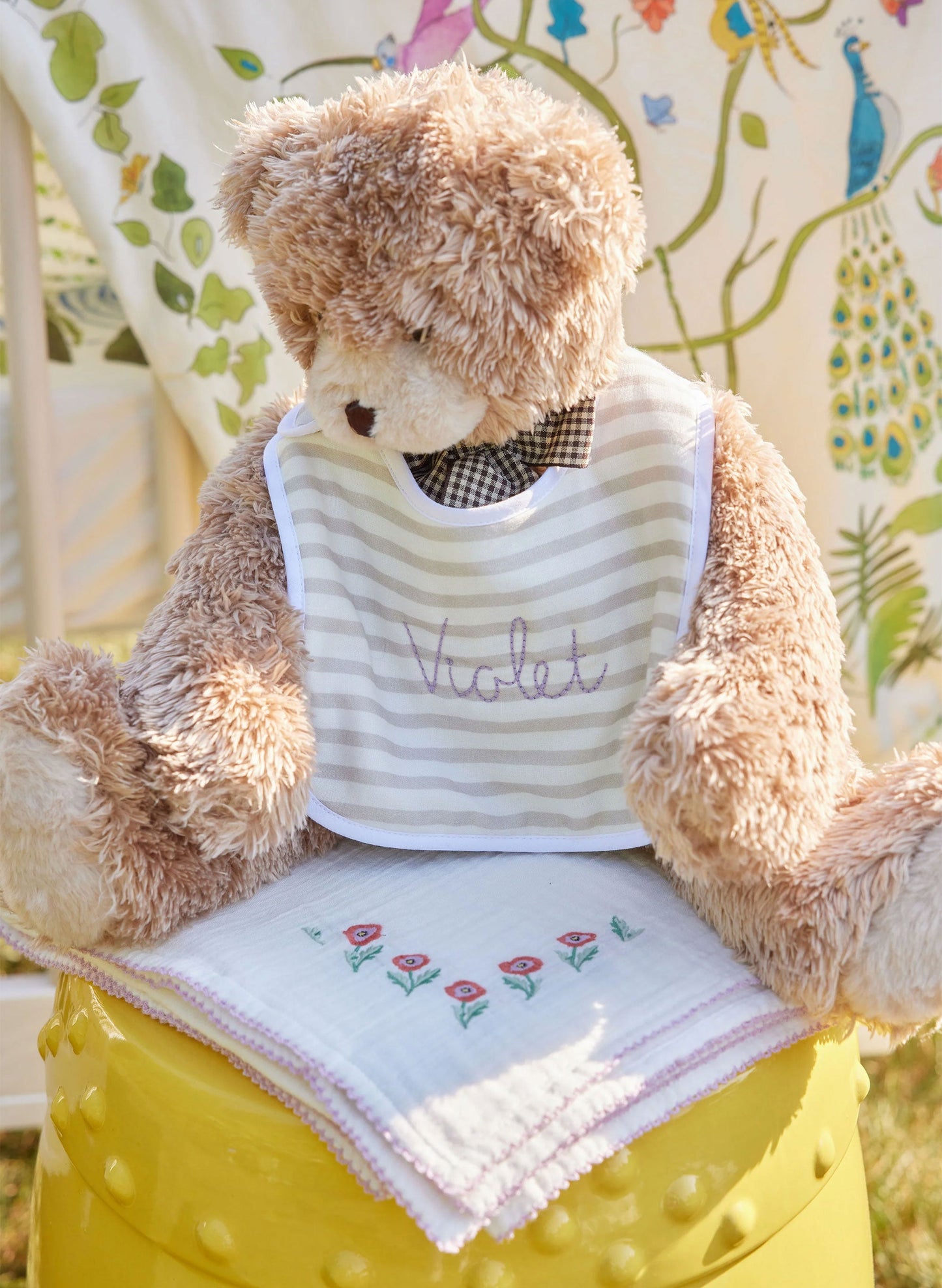 Baby Classic Bib - Sand & White Stripe