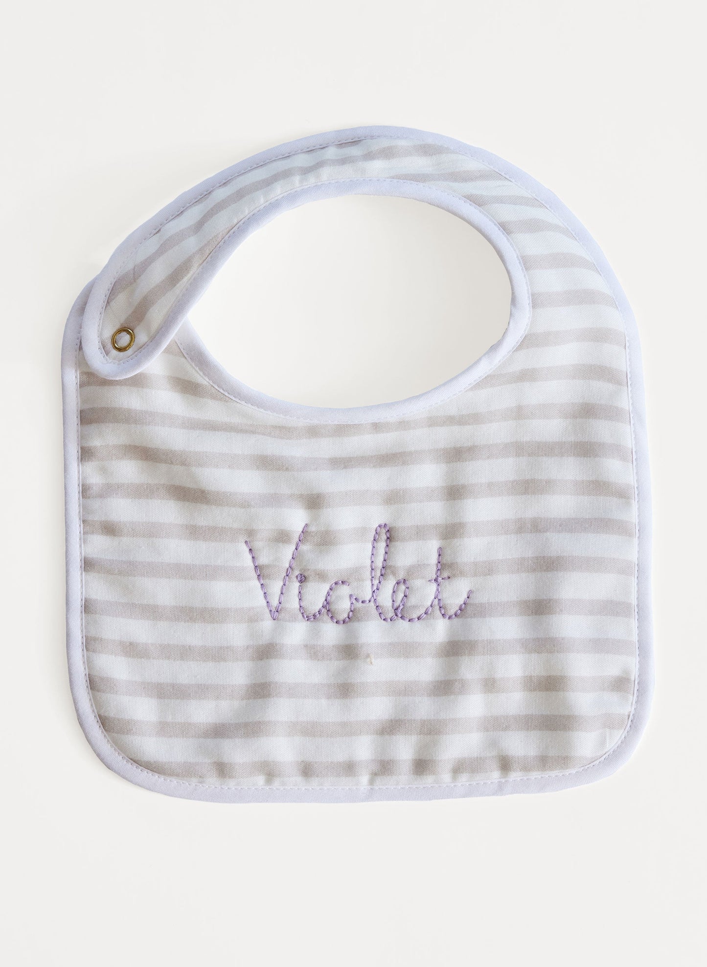 Baby Classic Bib - Sand & White Stripe