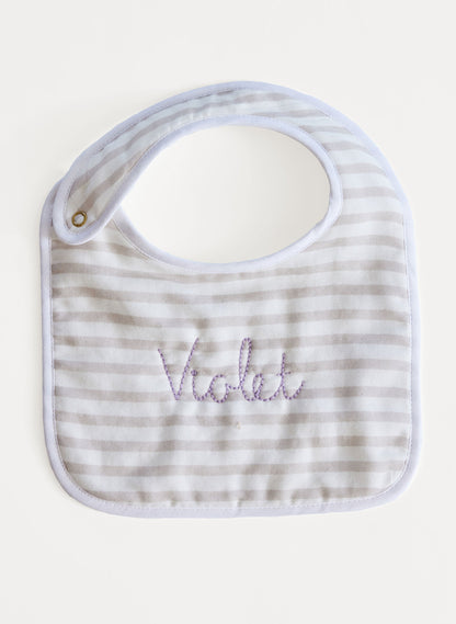 Baby Classic Bib - Sand & White Stripe