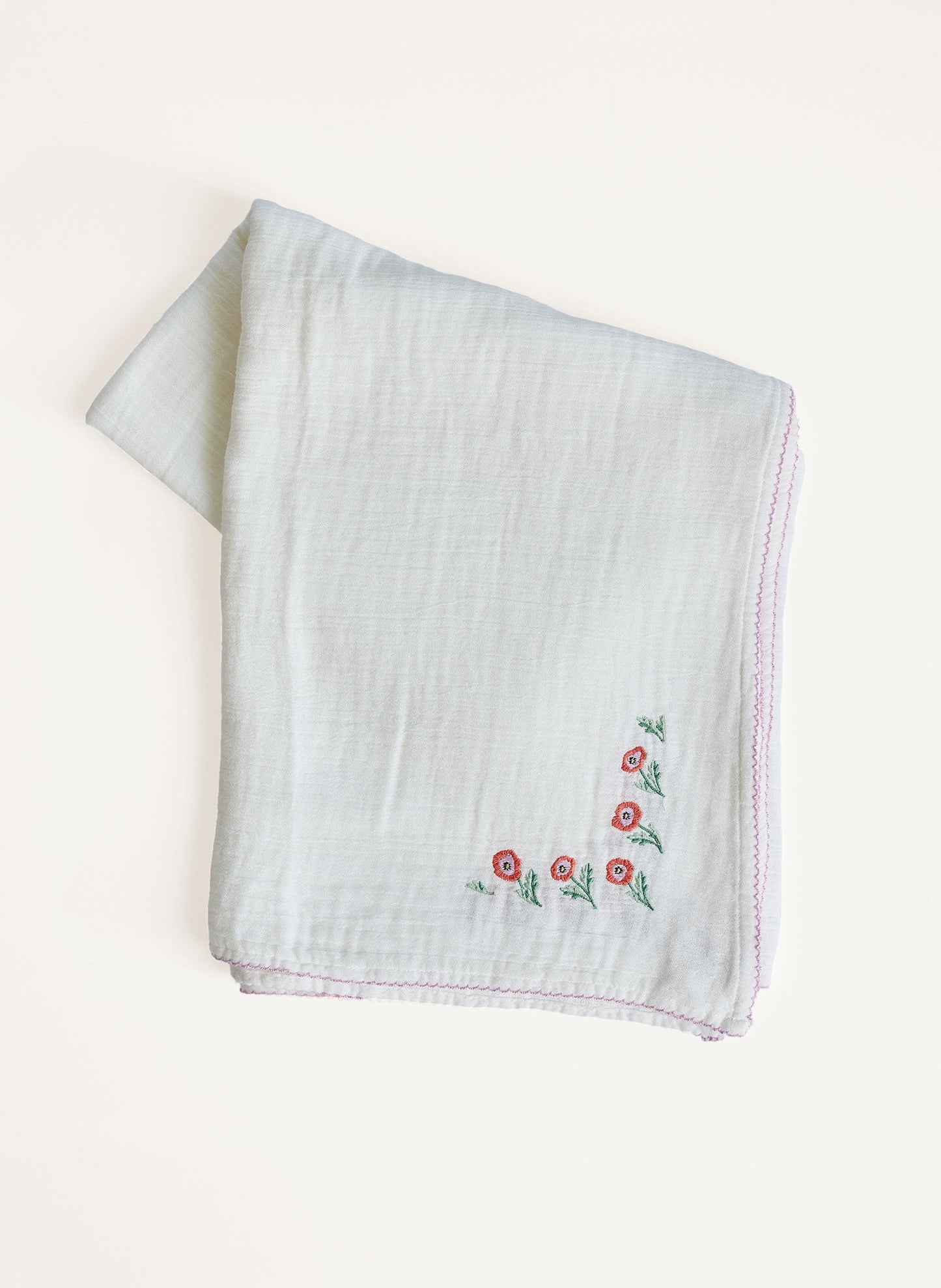 Shawl Blanket - Embroidered Poppy