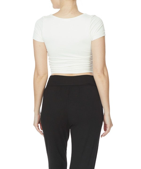 Bamboo Double Layered Crop Cap Sleeve