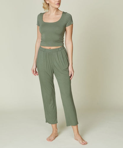 Bamboo Double Layered Crop Cap Sleeve