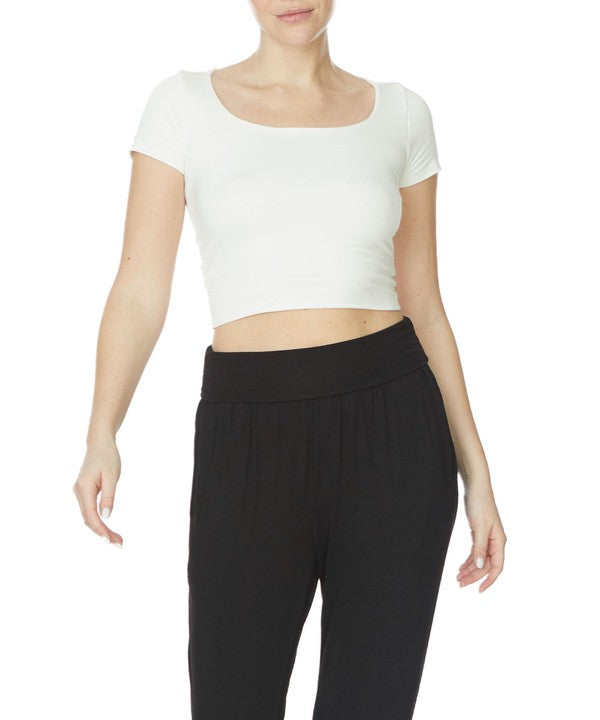 Bamboo Double Layered Crop Cap Sleeve