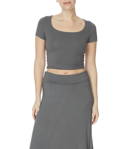 Bamboo Double Layered Crop Cap Sleeve