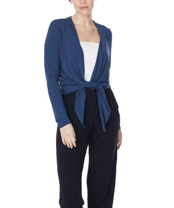 Bamboo Simple Tie Front Cardigan