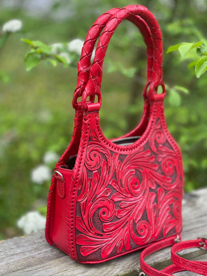 ALLE Hand-Tooled Leather Mini Hobo & Crossbody Bag "LUNA MINI" more colors