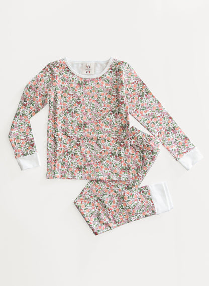 Children's Two Piece Organic Pajamas - Peach Blossom