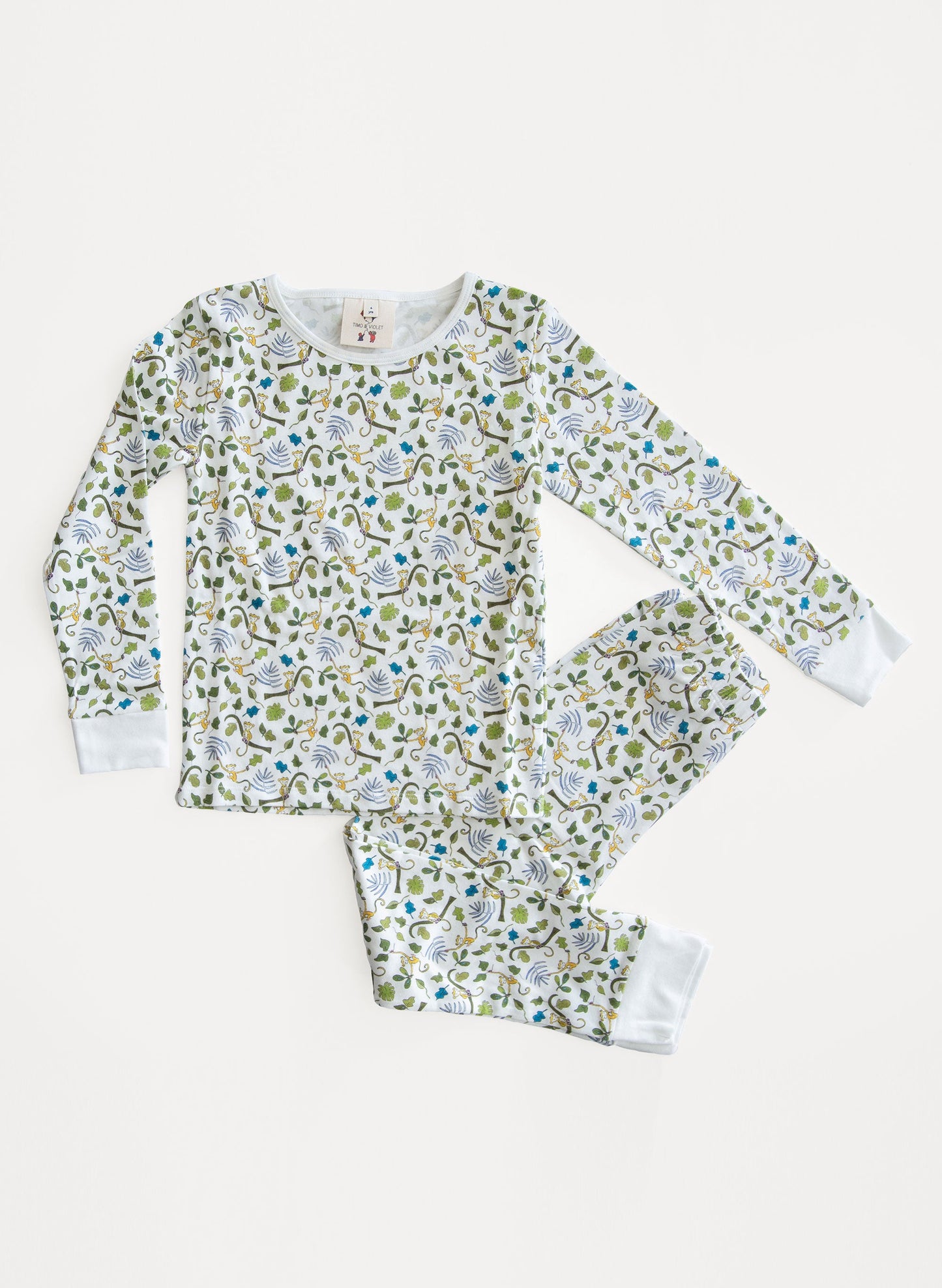 Children's Two Piece Organic Pajamas - Happy Monkey