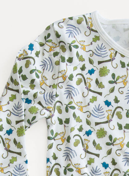 Children's Two Piece Organic Pajamas - Happy Monkey