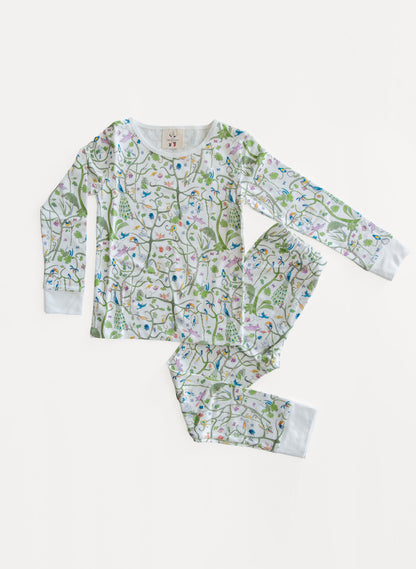 Children's Two Piece Organic Pajamas - Tropical Garden