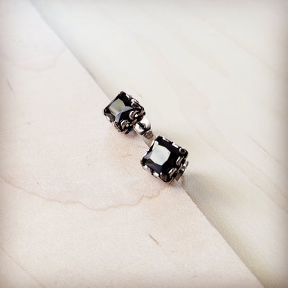**Square-Cut Black Stone Earrings 219cv