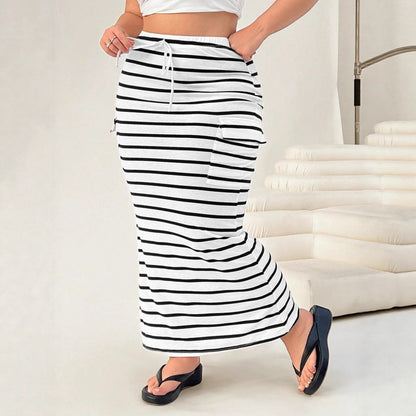 Knitted Simple Pocket Slim-fit Hip Skirt